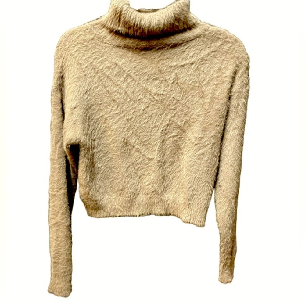 Ijoah‎ woman’s XS crop turtleneck sweater super soft tan